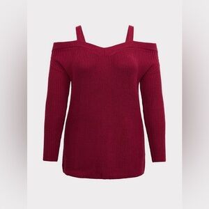 Torrid size (22/24) Burgundy Off-Shoulder Sweater